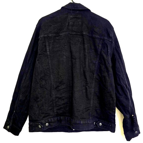 Zara Mens Black Denim Trucker Jacket Size XXL - Picture 2 of 10
